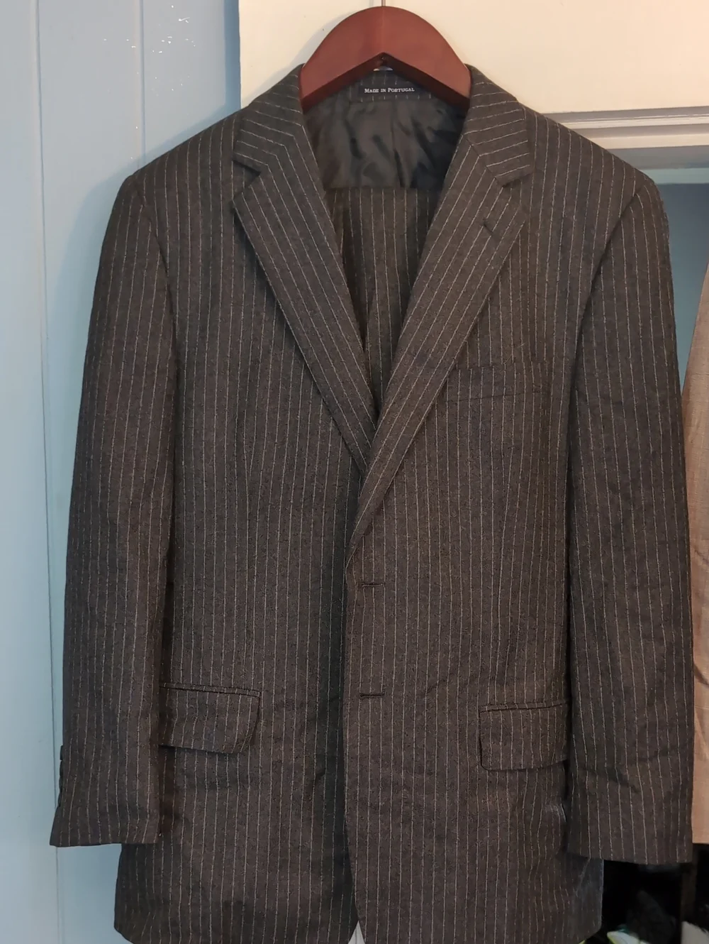 Vintage Lands' End Men's 2-Piece Suit 41R Vitale Canonico Italian Wool pinstripe